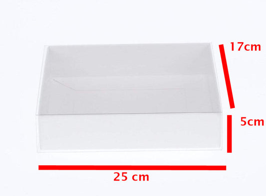 100 Pack of White Card Box - Clear Slide On Lid - 17 x 25 x 5cm - Large Beauty Product Gift Giving Hamper V382-100WHITEHAMP17X25X5