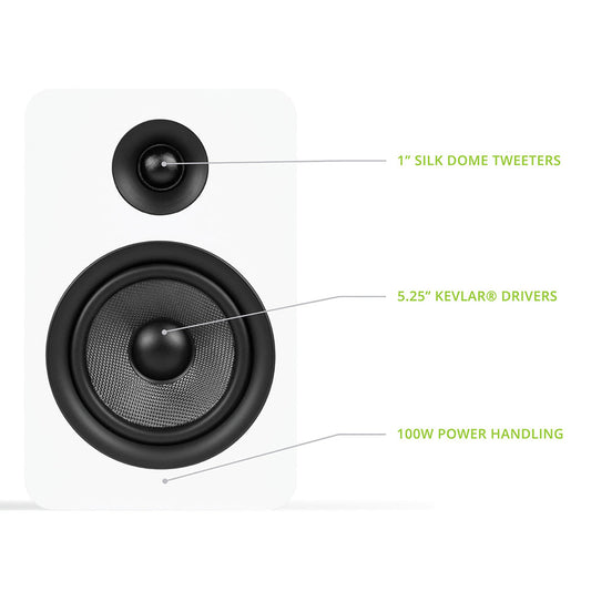 Kanto YU Passive 5.25" Speakers with 1" Silk Dome Tweeter and 5.25" Kevlar Woofer - White, Pair V398-KO-YUP6W