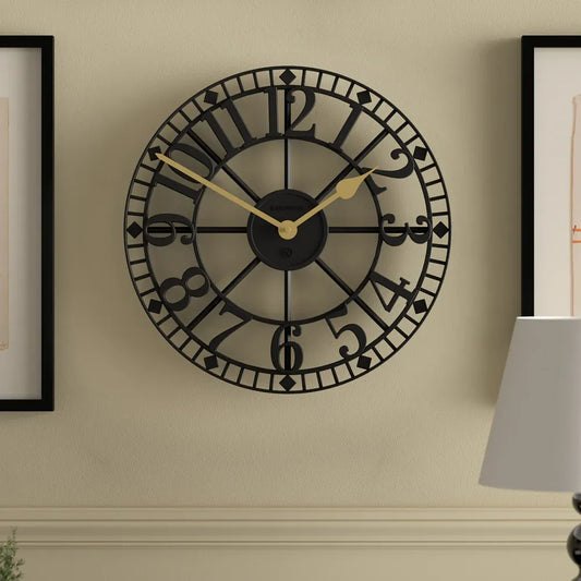 Newgate Warehouse Wall Clock-Black V398-NG-WAREH-K