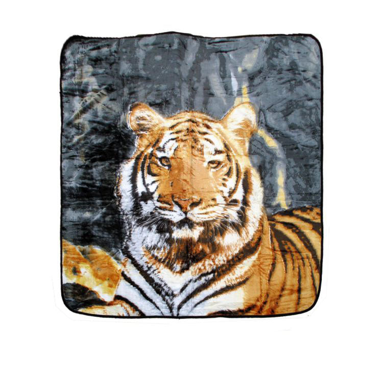 Soft 3D Animal Print Faux Mink Blanket Queen Brown Tiger V442-ABR-BLANKET-3DANIMALTIGER-BROWN-QS