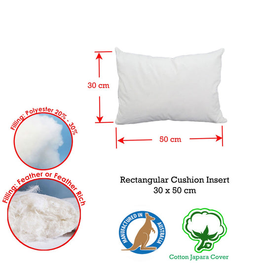 Duck Feather Rich Fill Cushion Inserter Rectangular 30 x 50cm V442-ABR-CUSHION-FEATHERINSERT30X50CM-WHITE-RE