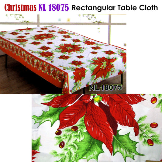 Christmas Rectangular Table Cloth NL18075 150x300cm V442-ABR-TABLEC-NL18075XMAS300CM-WHITE-RE