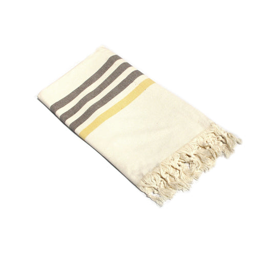Fringe Turkish Towel Wide Stripes Chocolate Yellow V442-ABR-TOWEL-TURKSTRIPES-CHOCOLATEYELLOW-SH