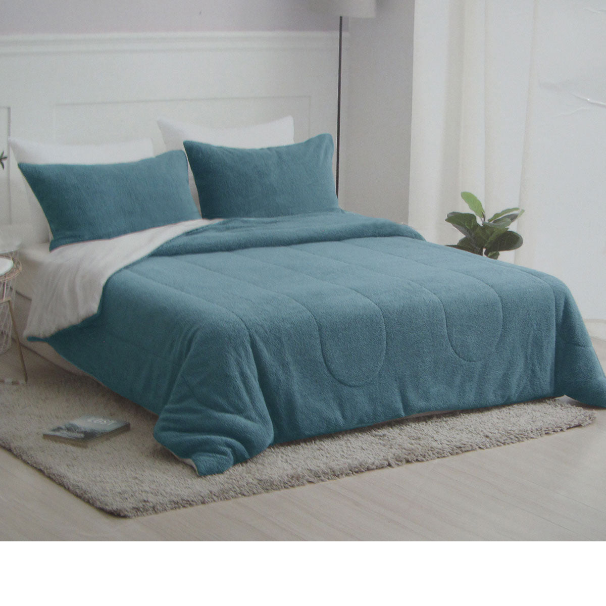 Nolan Steel Blue 4 Piece Comforter Set Queen V442-ATX-COMFORTER-NOLAN-STEELBLUE-QS