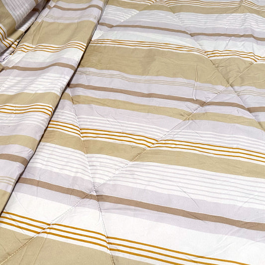 Hotel Living 3 Pce Light Weight Comforter Set Queen/King Oscar Stripes V442-ATX-COMFORTER-OSCARO3-LIGHTGOLD-QS