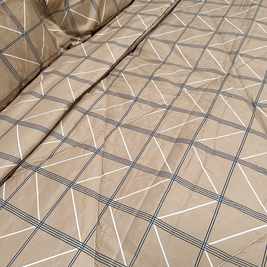 Hotel Living 3 Pce Light Weight Comforter Set Queen/King Oscar Chevron Checkers V442-ATX-COMFORTER-OSCARO4-MOCHA-QS
