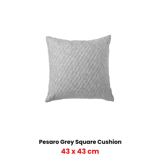 Bianca Pesaro Grey Marle Polyester Cotton Square Filled Cushion 43 x 43cm V442-BCA-CUSHION-PESARO-GREY-SQ