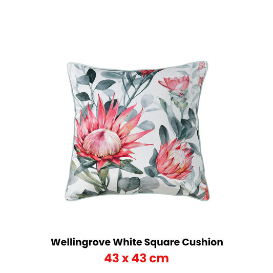 Bianca Wellingrove White Velvet Square Filled Cushion 43 x 43cm V442-BCA-CUSHION-WELLINGROVE-WHITE-SQ