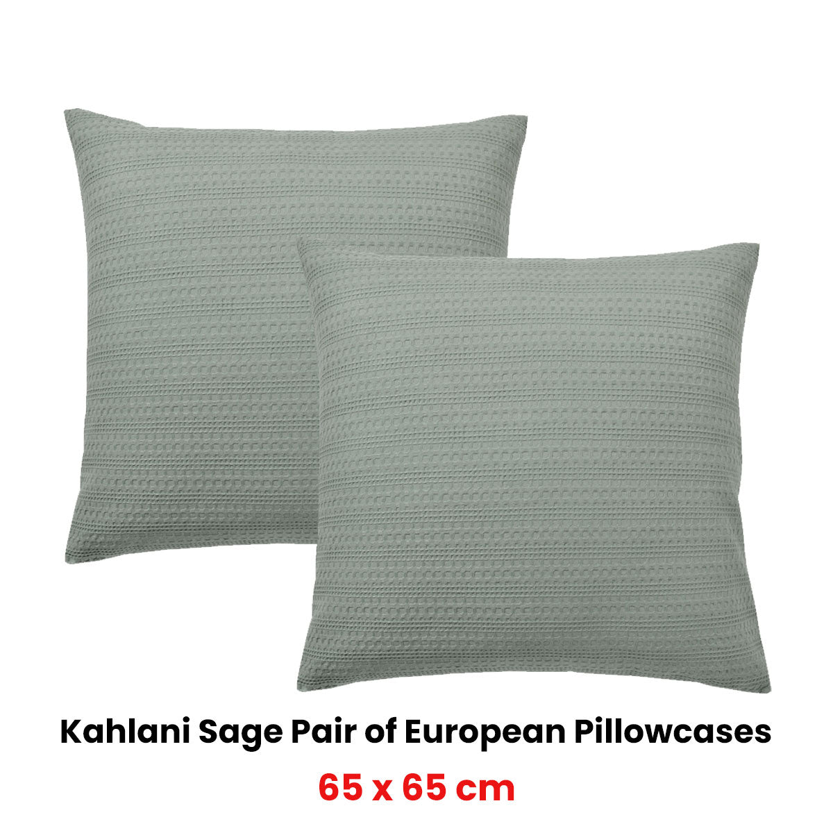 Bianca Pair of Kahlani Sage European Pillowcases 65 x 65cm V442-BCA-PILLOWC-KAHLANI-SAGE-EU