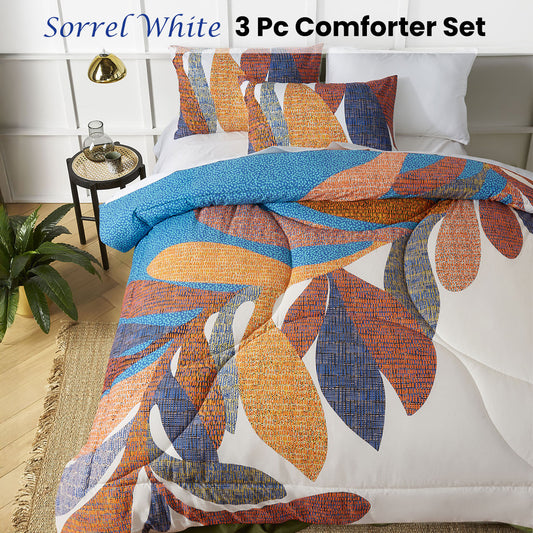 Accessorize Sorrel White Foliage 3 Piece Comforter Set Double V442-HIN-COMFORTER-SORREL-WHITE-DS