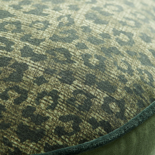 Bedding House Pardus Luxury Cotton Round Filled Cushion - Green V442-HIN-CUSHION-PARDUS-GREEN-RD