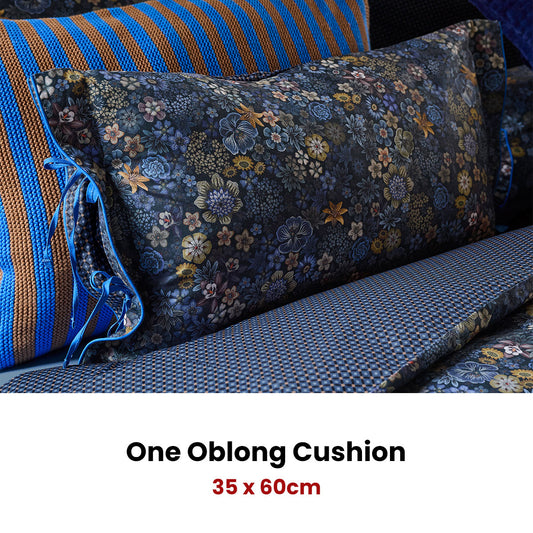 PIP Studio Tutti i Fiori Dark Blue Cotton Cover Oblong Cushion 35cm x 60cm V442-HIN-CUSHION-TUTTIIFIORI-DARKBLUE-RE