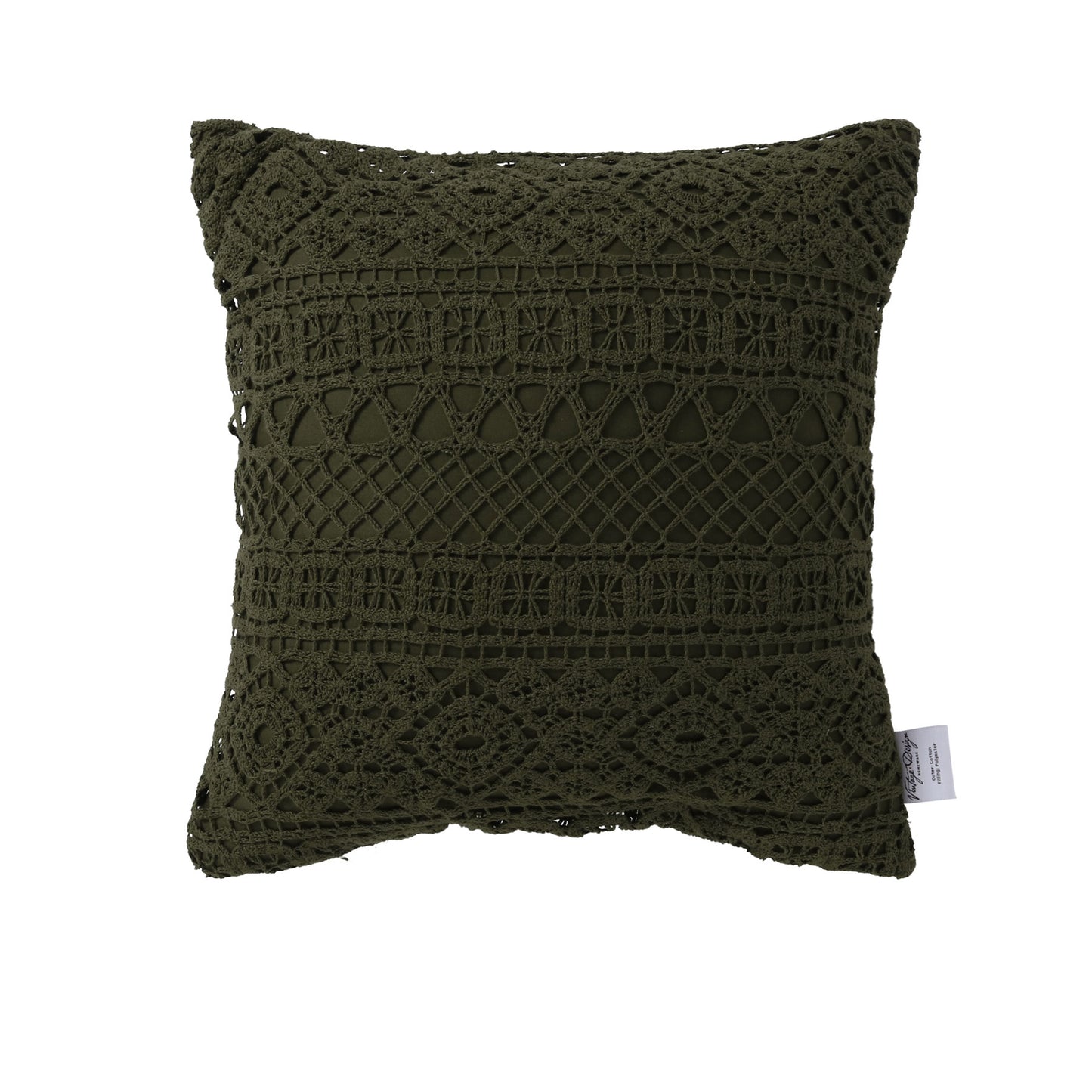 Vintage Design Homewares Tenille Olive Cotton Lace Cushion Cover V442-HIN-CUSHIONC-TENILLE-OLIVE-SQ