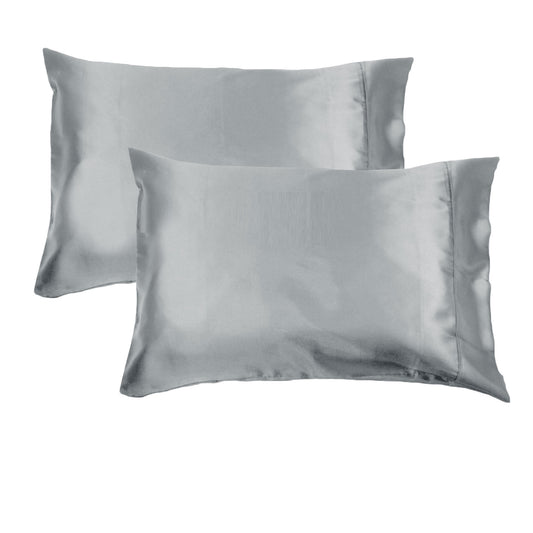 Accessorize 300TC Deluxe Essentials Satin Standard Pillowcases Silver V442-HIN-PILLOWC-300TCSATIN-SILVER-ST