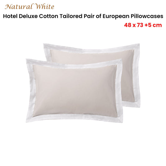 Accessorize Pair of White/Natural Tailored Hotel Deluxe Cotton Standard Pillowcases V442-HIN-PILLOWC-HOTELTAILORED-WHITENATURAL-ST