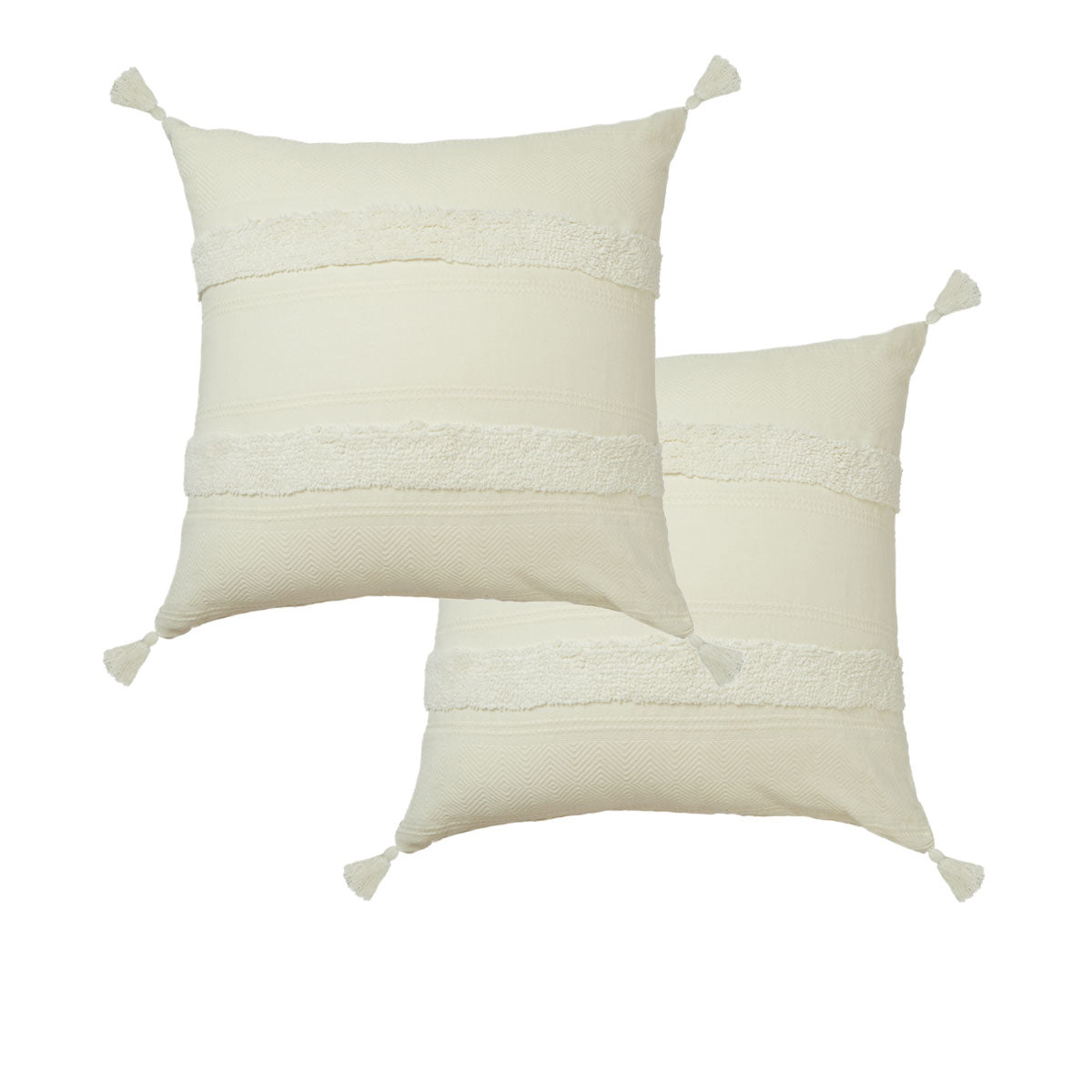 Accessorize Pair of Indra Cotton Tassel European Pillowcases - Off White V442-HIN-PILLOWC-INDRA-OFFWHITE-EU