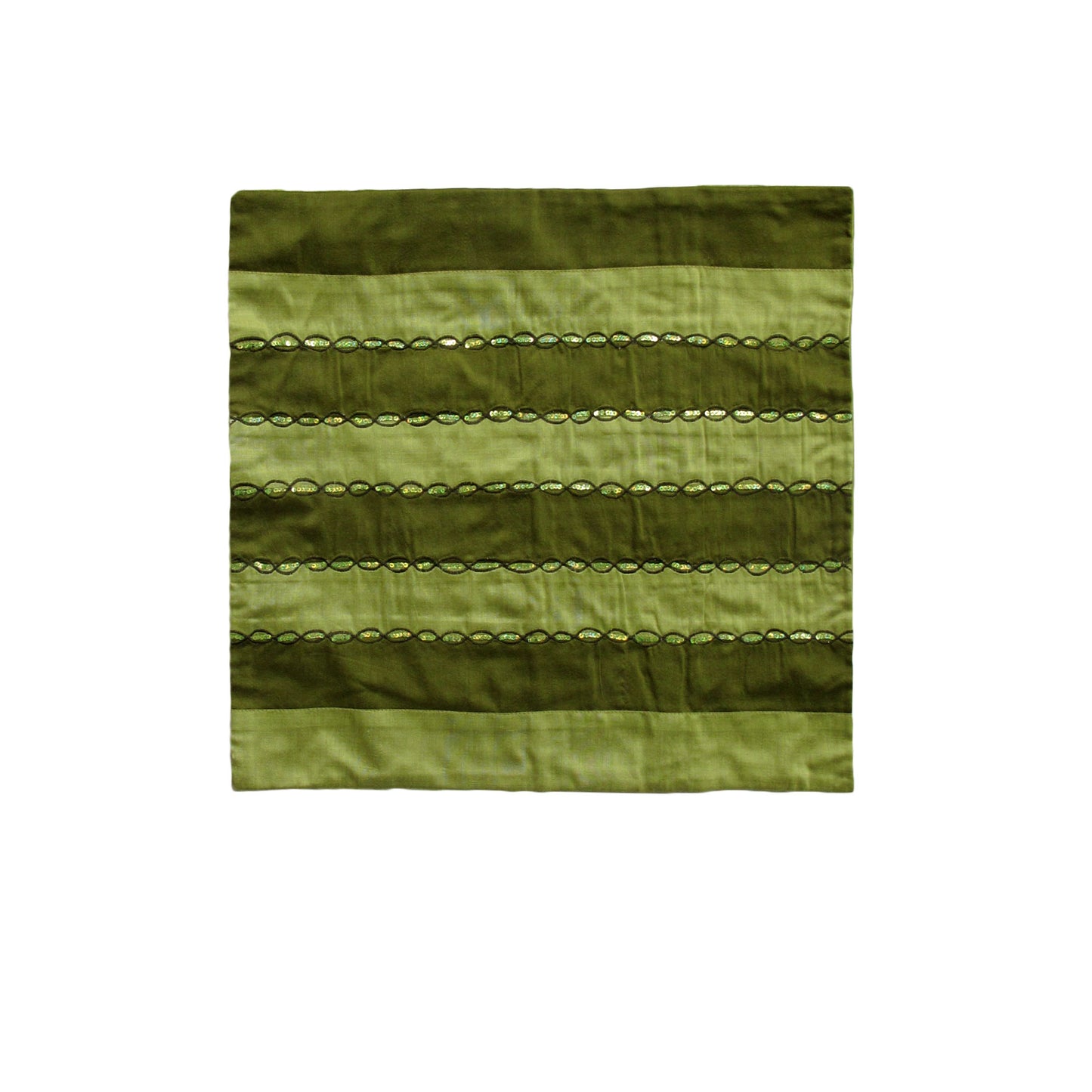 IDC Homewares Ayra Sequined Embroidered Cushion Cover Olive V442-IDC-CUSHIONC-AYRASEQUINED-OLIVE-SQ