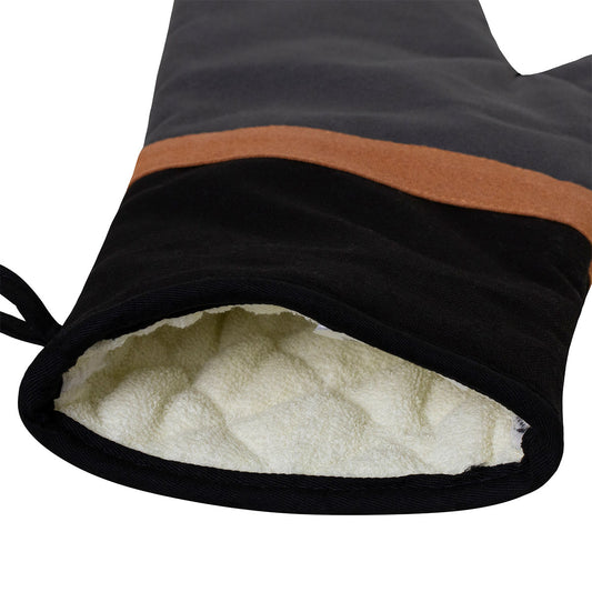 J Elliot Home Selby Cotton Oven Mitt 34 x 15 cm Charcoal & Black V442-IDC-OVENM-SELBY-CHARCOAL-SH