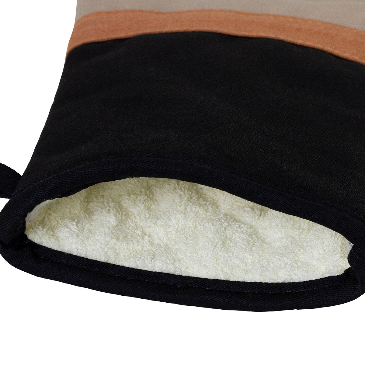 J Elliot Home Selby Cotton Oven Mitt 34 x 15 cm Sandstone & Black V442-IDC-OVENM-SELBY-SANDSTONE-SH