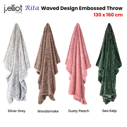 J Elliot Home Rita Dusty Peach Faux Mohair Throw Rug 130 x 160cm V442-IDC-THROW-RITA-PEACH-RE