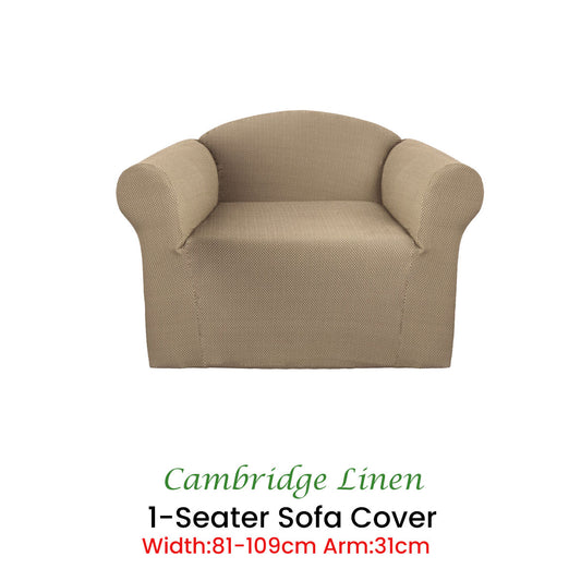 Elan Cambridge Extra-stretch Couch Cover Linen One Seater Linen V442-INT-COUCHC-CAMBRIDGE-LINEN-1S
