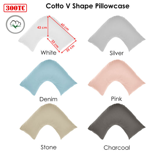 Algodon 300TC Cotton V Shape Pillowcase Denim V442-INT-PILLOWC-300TC-DENIM-TR