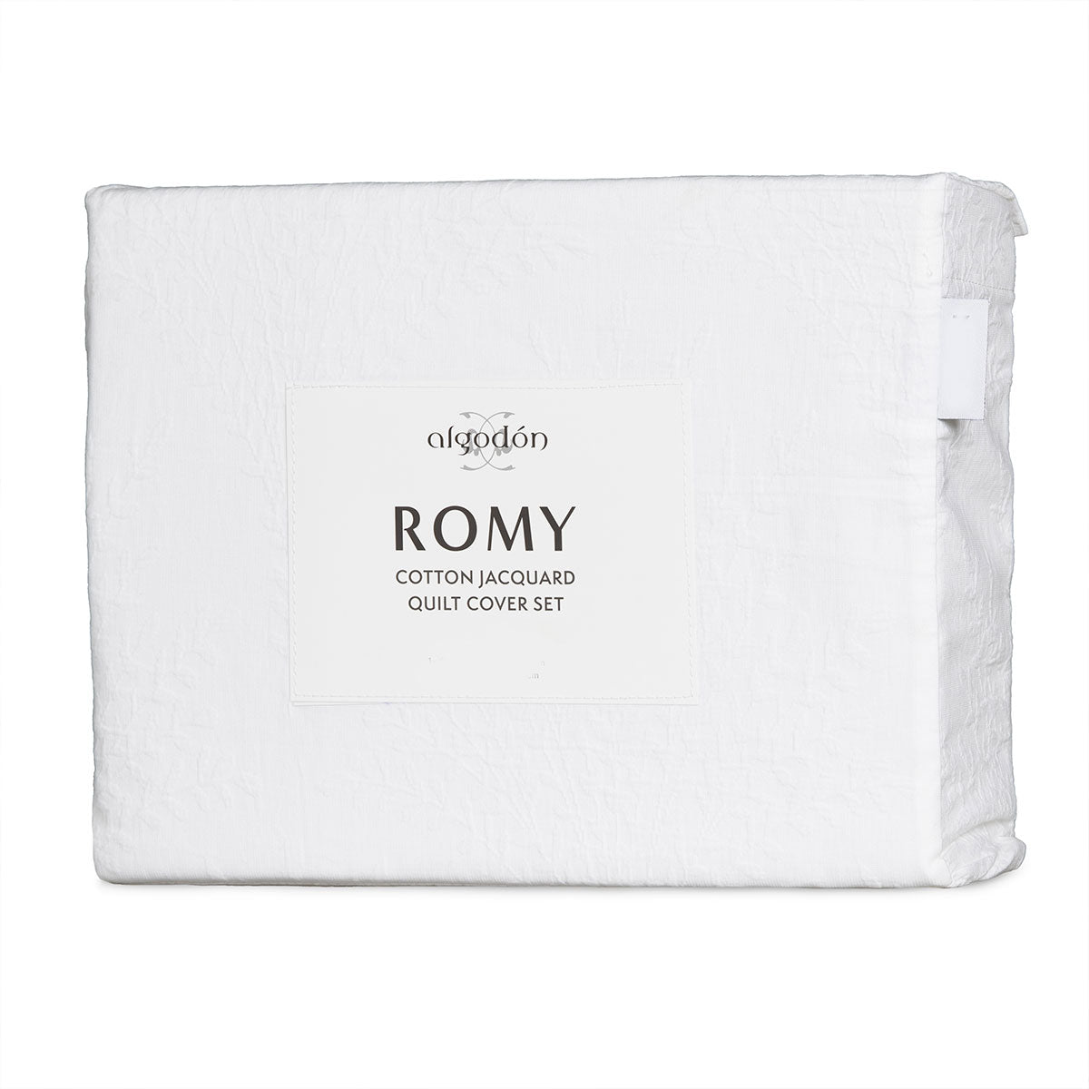 Algodon Romy White Cotton Jacquard Quilt Cover Set King V442-INT-QUILTCS-ROMYJACQUARD-WHITE-KI