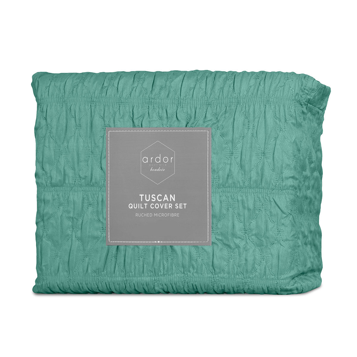 Ardor Tuscan Teal Ruched Quilt Cover Set King V442-INT-QUILTCS-TUSCANRUCHED-TEAL-KI