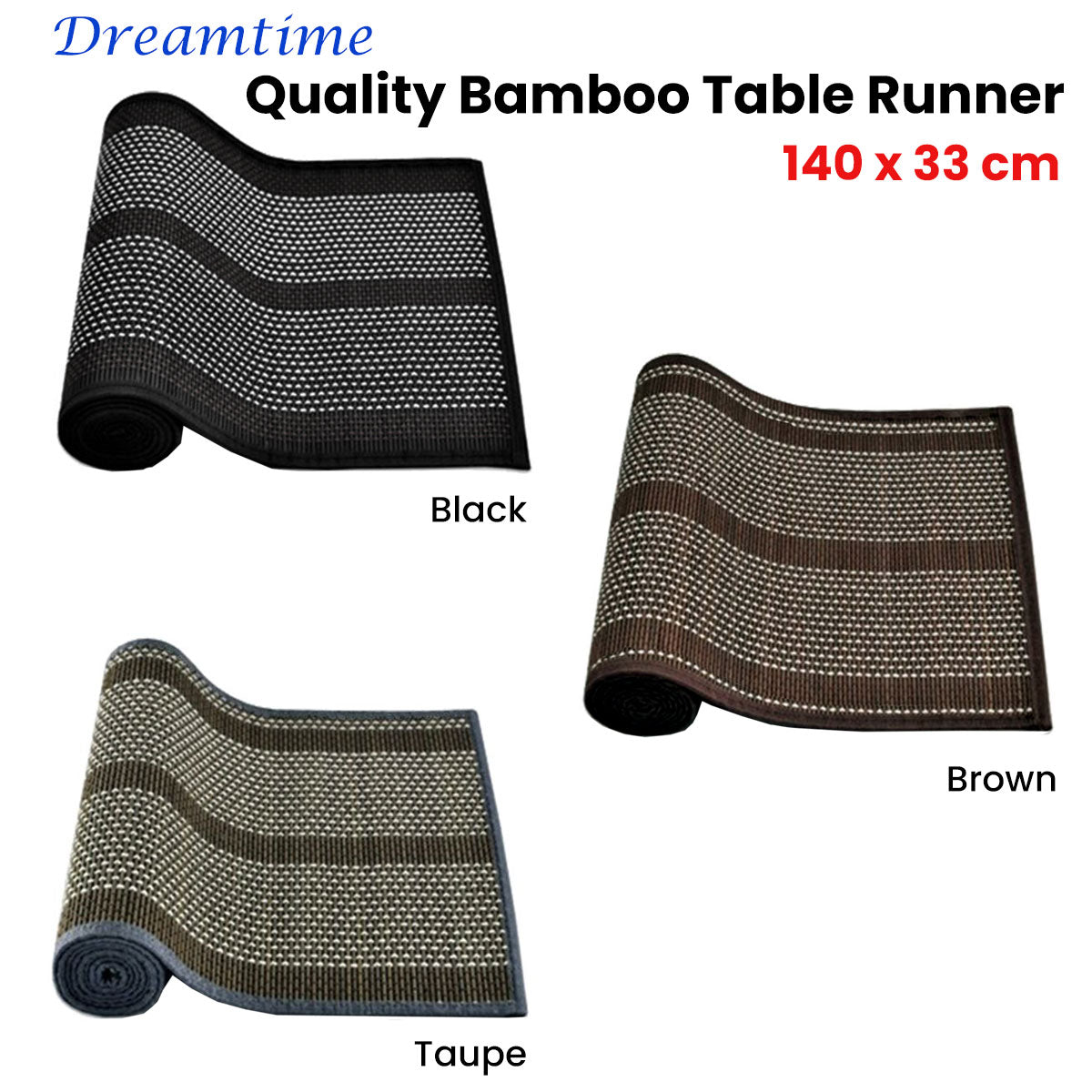 Dreamtime Bamboo Table Runner 140 x 33cm Taupe V442-JTC-TABLER-BAMBOOBR2T-TAUPE-RE