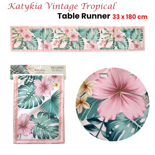 Katykia Vintage Tropical Table Runner 33 x 180cm V442-JTC-TABLER-VINTAGETROPICAL-PINK-RE