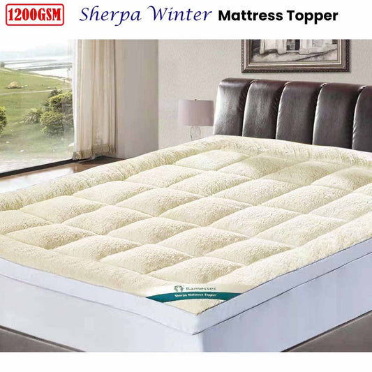 Ramesses 1200GSM Sherpa Winter Mattress Topper Single V442-KIT-MATTRESST-1600GSMSHERPA-WHITE-SB