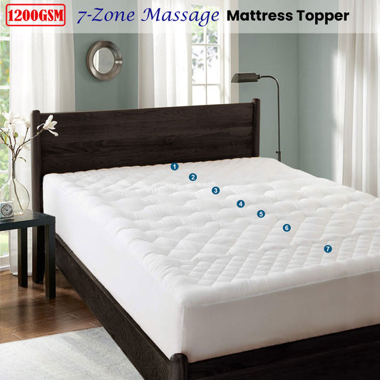 Ramesses 1200GSM 7-Zone Massage Mattress Topper Single V442-KIT-MATTRESST-7ZONEMASSAGE-WHITE-SB