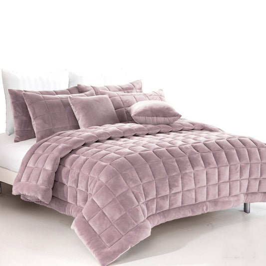 Alastairs Augusta Faux Mink Quilt / Comforter Set Blush Double V442-MFL-QUILT-AUGUSTAMINK-BLUSH-DS