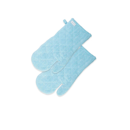 Rans Herringbone Blue Cotton Set of 2 Oven Gloves V442-RAN-OVENM-HERRINGBONESETOF2GLOVES-BLUE-SH