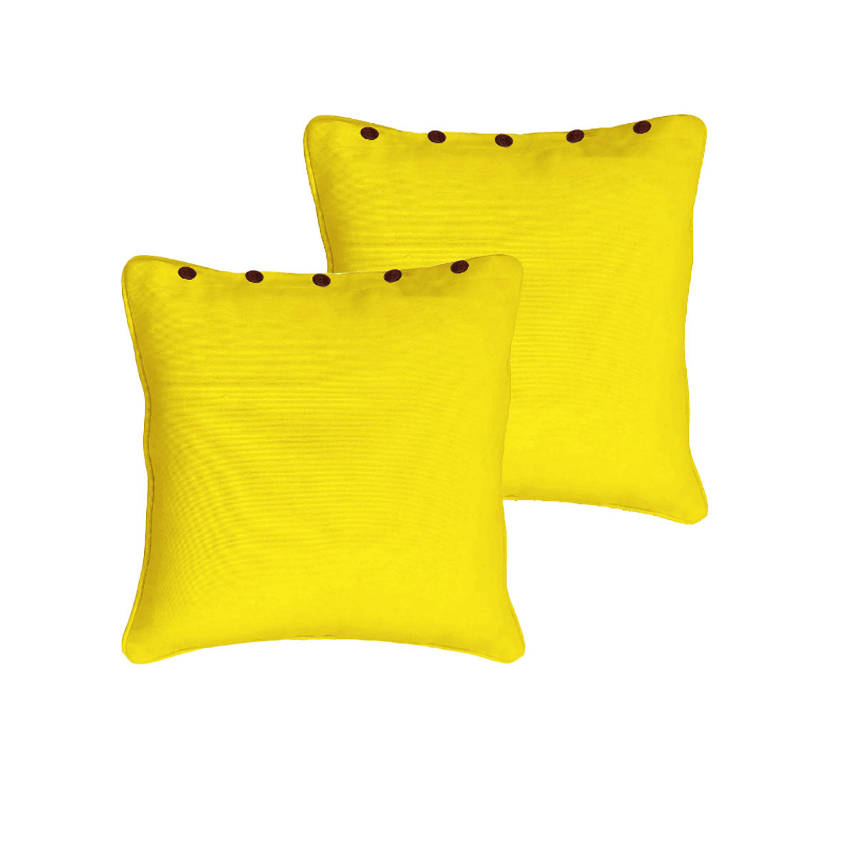 Rans Pair of London Cotton European Pillowcases with Buttons Yellow V442-RAN-PILLOWC-LONDONBUTTON-YELLOW-SQ