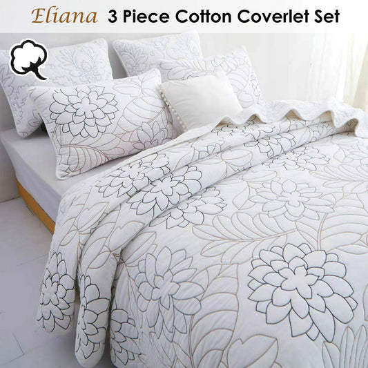 100% Cotton Coverlet Set Eliana Queen V442-STT-COVERLET-ELIANA-WHITE-QS