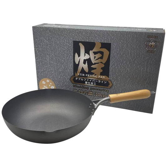 Kirameki Premium Cast Iron Nitriding Processing Stir-fry Wok (Made in Japan) - 30cm V445-C220271