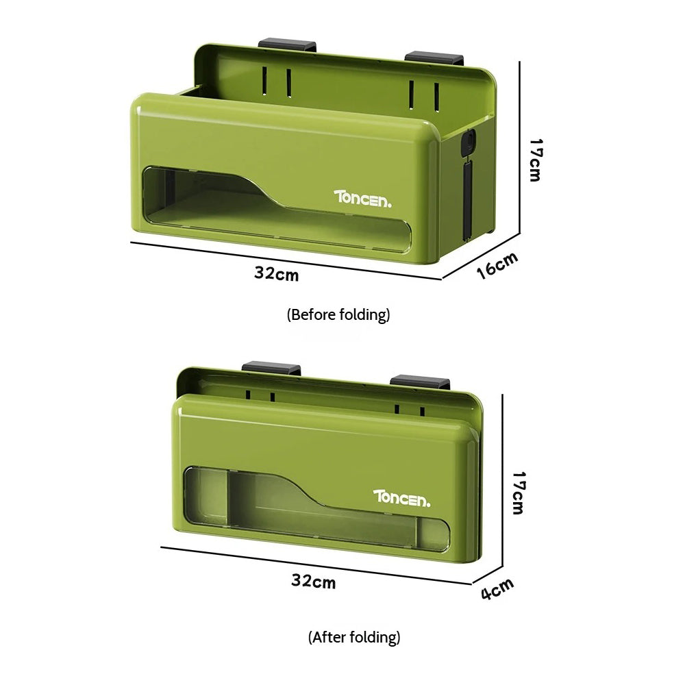 Foldable Hanging Storage Box No Drilling Required Wall-mounted Organizer (White) V462-HG-182-02