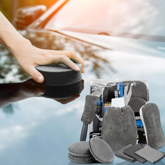 Car Cleaning Sponge Towel Brushe Set 9Pcs Car Wash Kits Cleaning Tools Set V462-TA-116-01