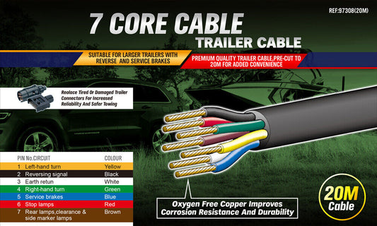20M X 7 Core Wire Cable Trailer Cable Automotive Boat Caravan Truck Coil V90 PVC V465-NO-SKU-1675062416578183169
