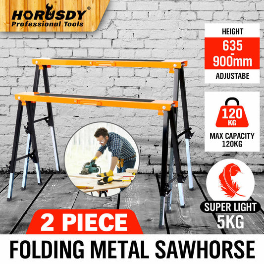 2Pc Mastercraft Sawhorse Metal Folding Non-slip Surface Saw Horse 120KG Capacity V465-SDY-55035