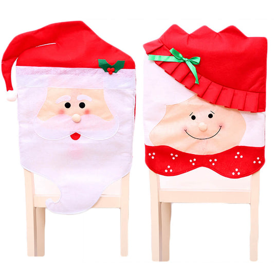 6x Christmas Cute Lady Santa Hat Chair Covers Dinner Home Decor Ornaments Gift, Mr Santa V474-465714