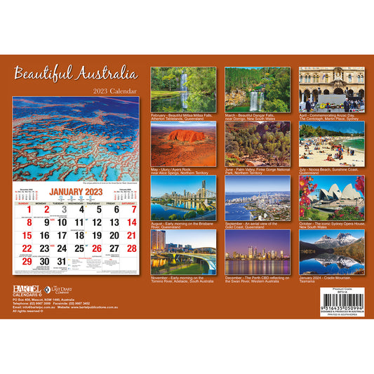 Beautiful Australia 2023 Rectangle Wall Calendar 16 Months Planner New Year Gift V474-544976