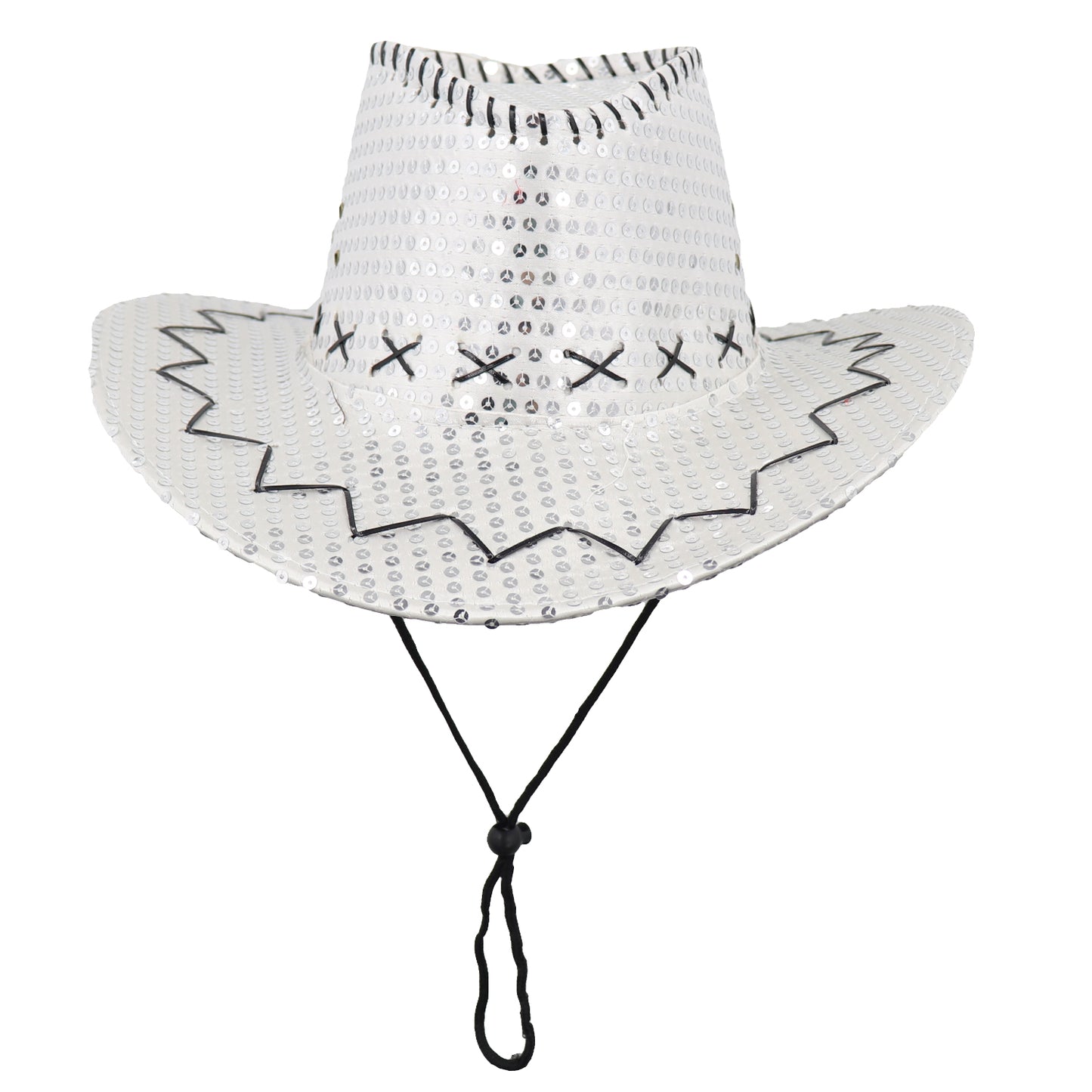 Sequin Cowboy Hat Glitter Cap Western Trilby Shiny Cowgirl Dress Up Party Wear, Silver V474-654830