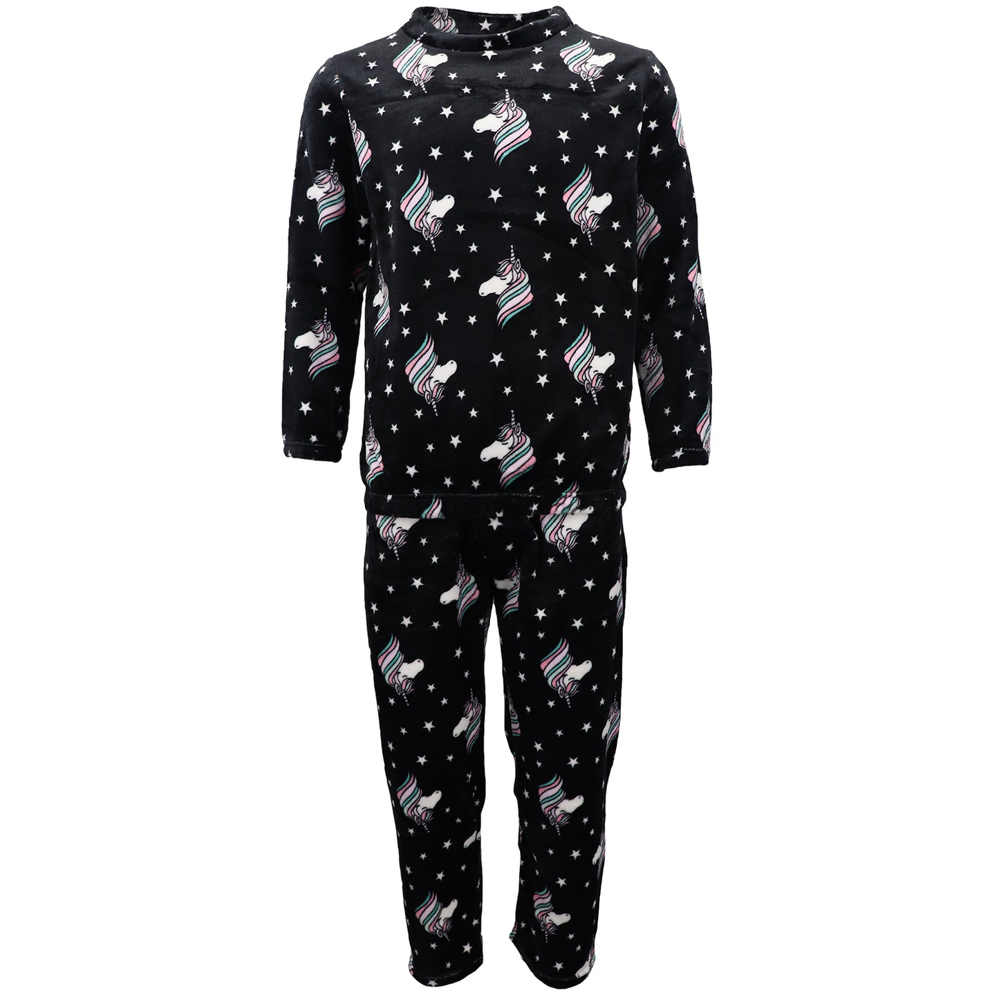 Women's 2PCS Pyjama Set Soft Plush Lounge Sleep Pajama Fleece Winter Sleepwear, Unicorn Stars, S/M V474-665689