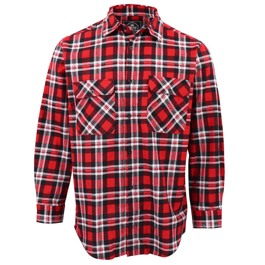 Men's 100% Cotton Flannelette Shirt Long Sleeve Plaid Check Flannel w Pockets, Crimson Knight Plaid, XL V474-666608