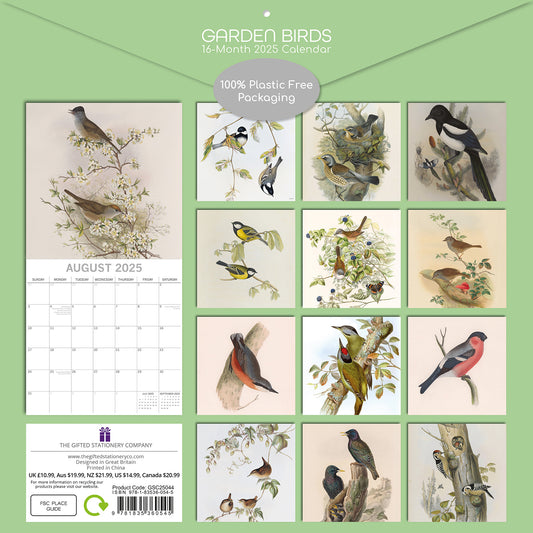 Garden Birds - 2025 Square Wall Calendar Pets Animals 16 Months Premium Planner V474-689617