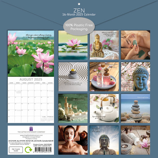 Zen - 2025 Square Wall Calendar 16-Month Christmas New Year Premium Planner Gift V474-690635