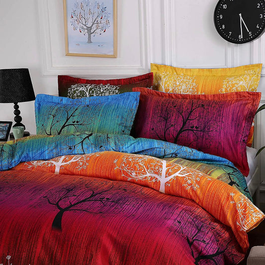 Rainbow Tree Queen Size Bed Quilt/Duvet Cover Set V493-MQ-114