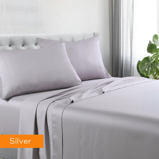1200tc hotel quality cotton rich sheet set double silver V517-1200CRSS-DSIL